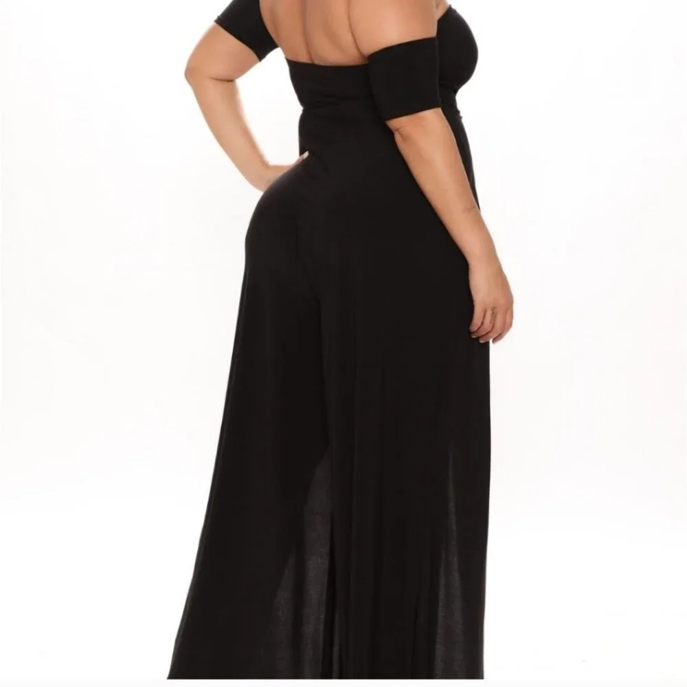 Off shoulder high slit dress jumpsuit - Picture 5 of 5